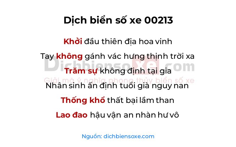 Dịch thơ biển số 00213