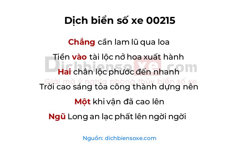 Dịch thơ biển số 00215
