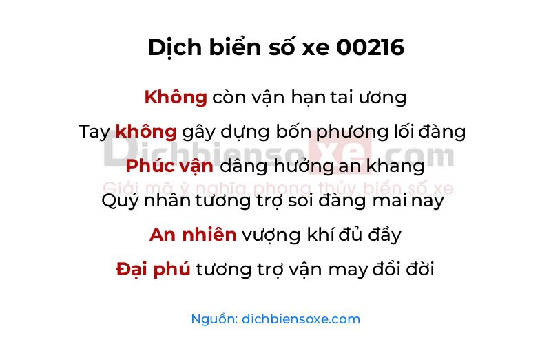 Dịch thơ biển số 00216