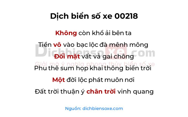 Dịch thơ biển số 00218