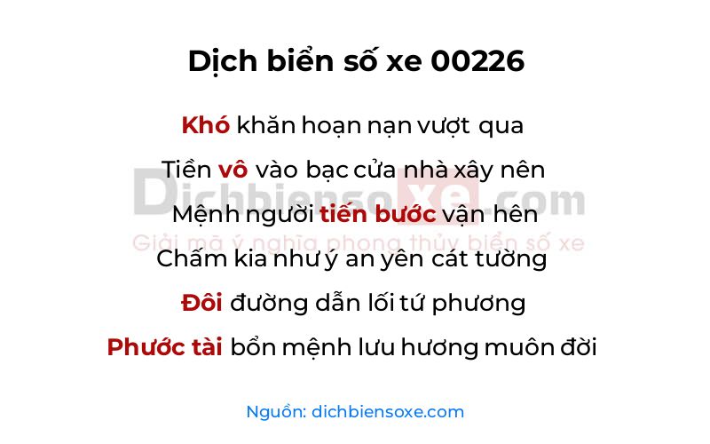 Dịch thơ biển số 00226