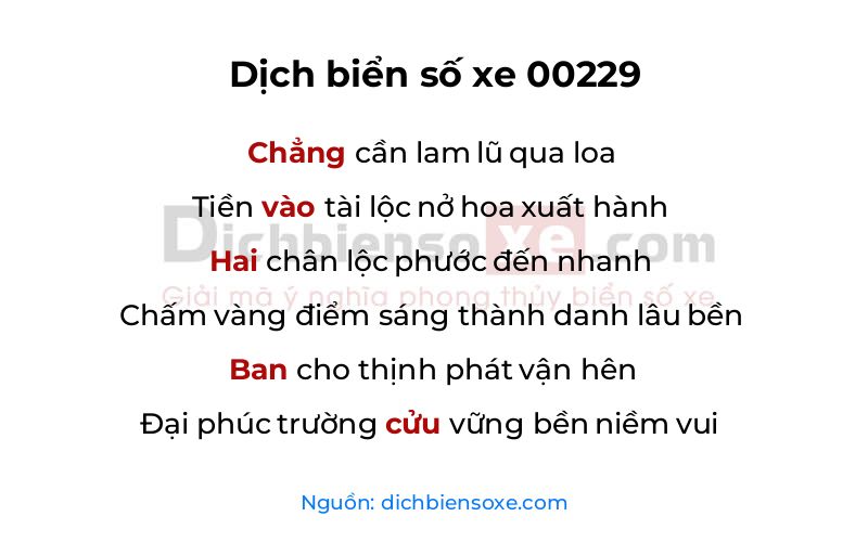 Dịch thơ biển số 00229