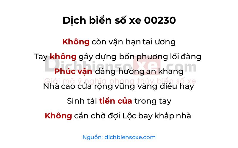 Dịch thơ biển số 00230