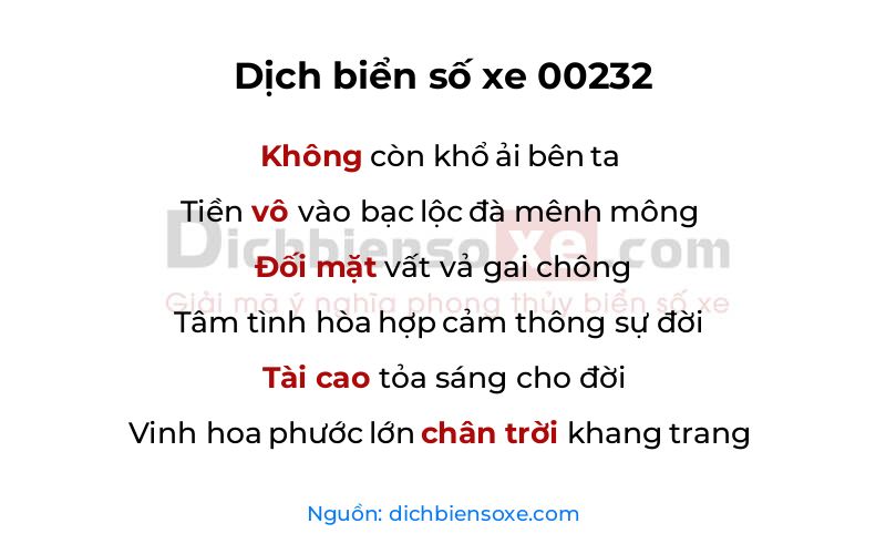 Dịch thơ biển số 00232