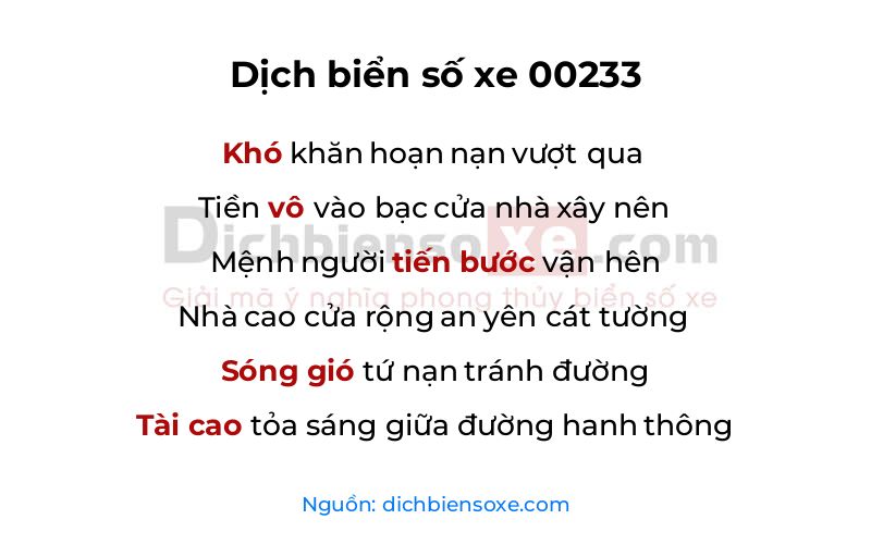 Dịch thơ biển số 00233