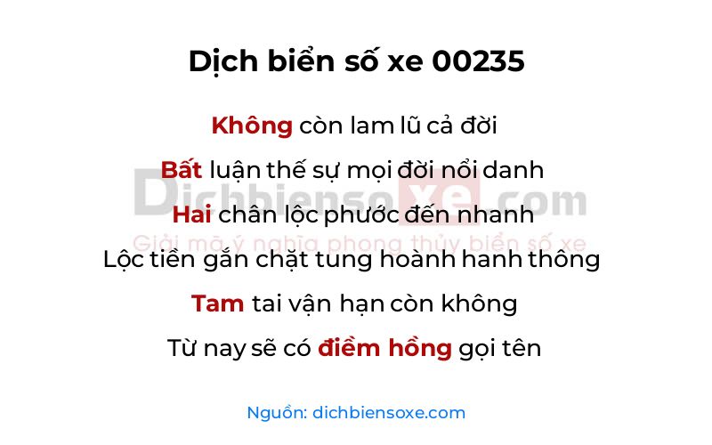 Dịch thơ biển số 00235