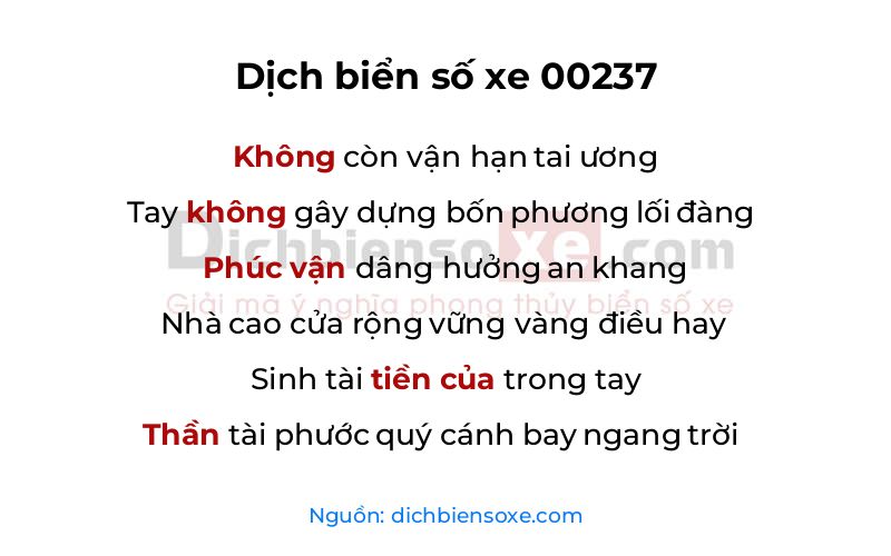 Dịch thơ biển số 00237