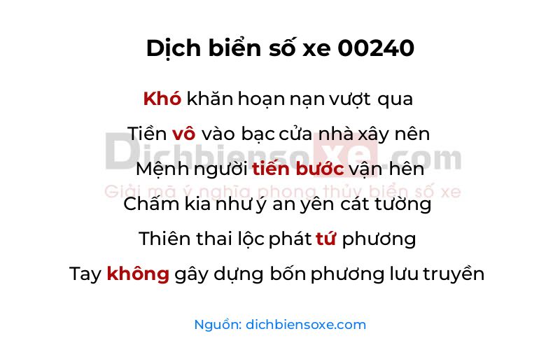 Dịch thơ biển số 00240