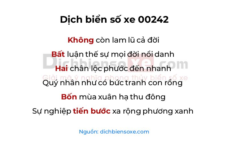 Dịch thơ biển số 00242