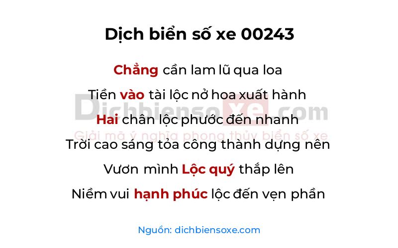 Dịch thơ biển số 00243