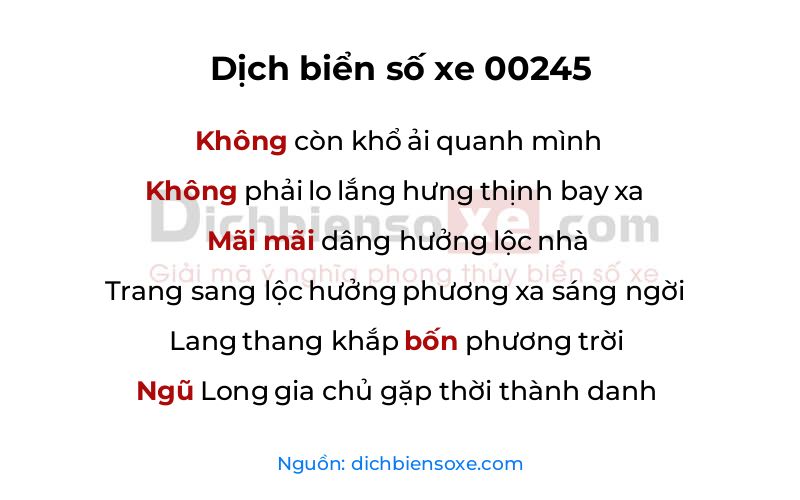 Dịch thơ biển số 00245