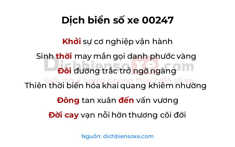 Dịch thơ biển số 00247