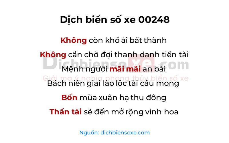 Dịch thơ biển số 00248