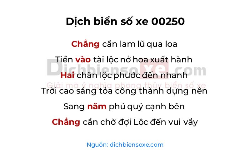 Dịch thơ biển số 00250