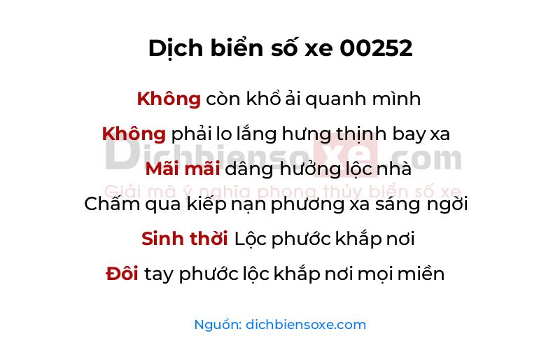 Dịch thơ biển số 00252