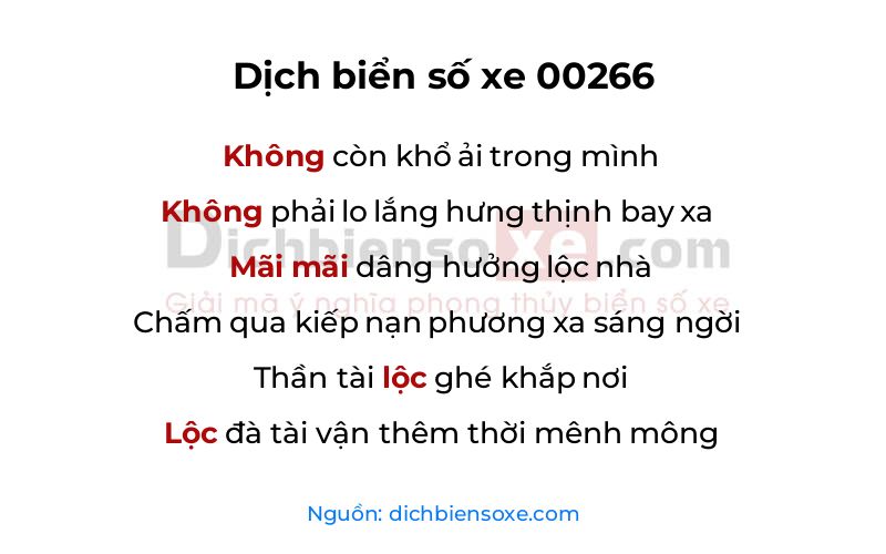 Dịch thơ biển số 00266