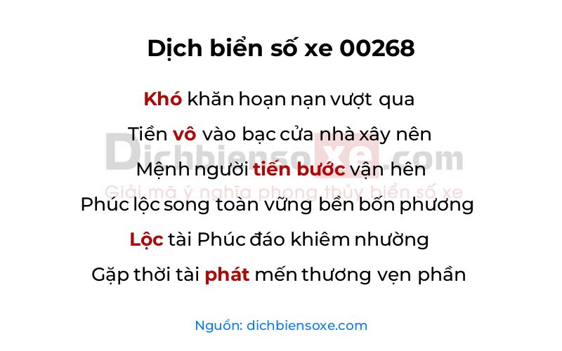 Dịch thơ biển số 00268