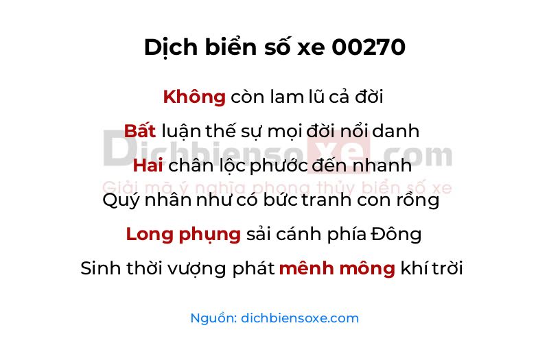 Dịch thơ biển số 00270