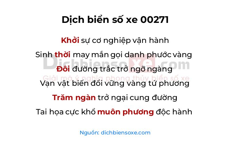 Dịch thơ biển số 00271