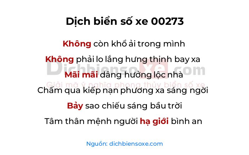 Dịch thơ biển số 00273