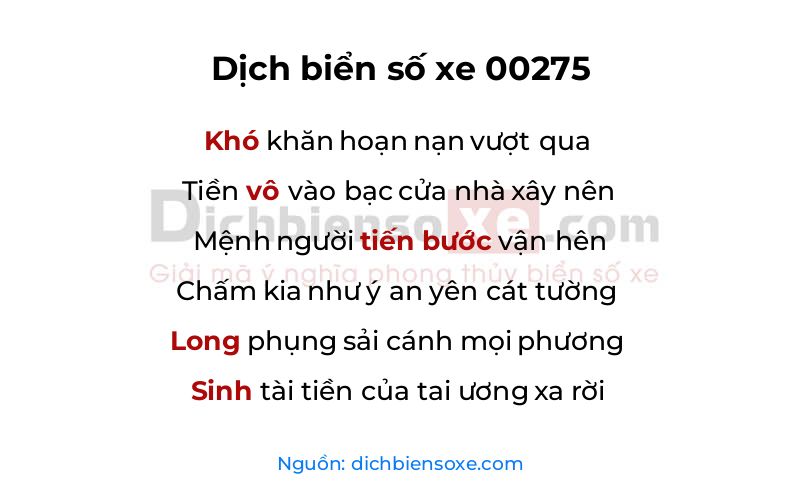 Dịch thơ biển số 00275