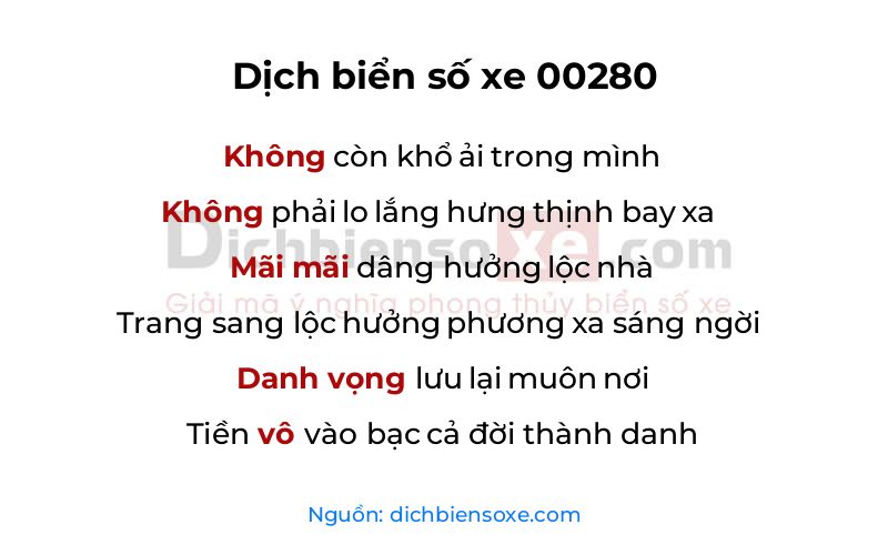 Dịch thơ biển số 00280