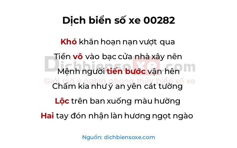 Dịch thơ biển số 00282