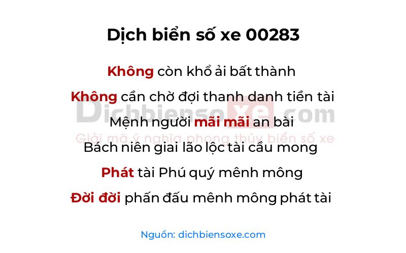 Dịch thơ biển số 00283