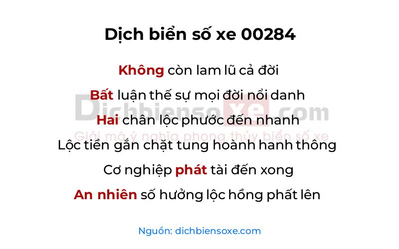 Dịch thơ biển số 00284