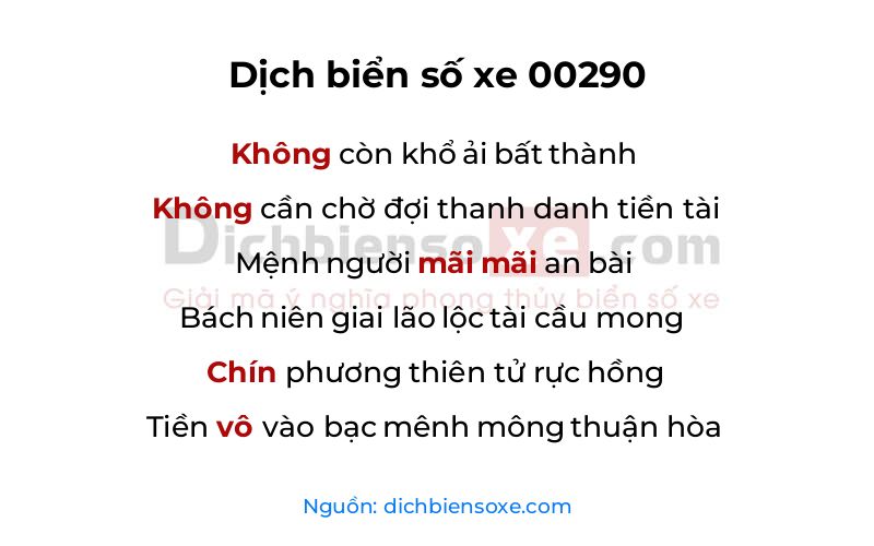 Dịch thơ biển số 00290