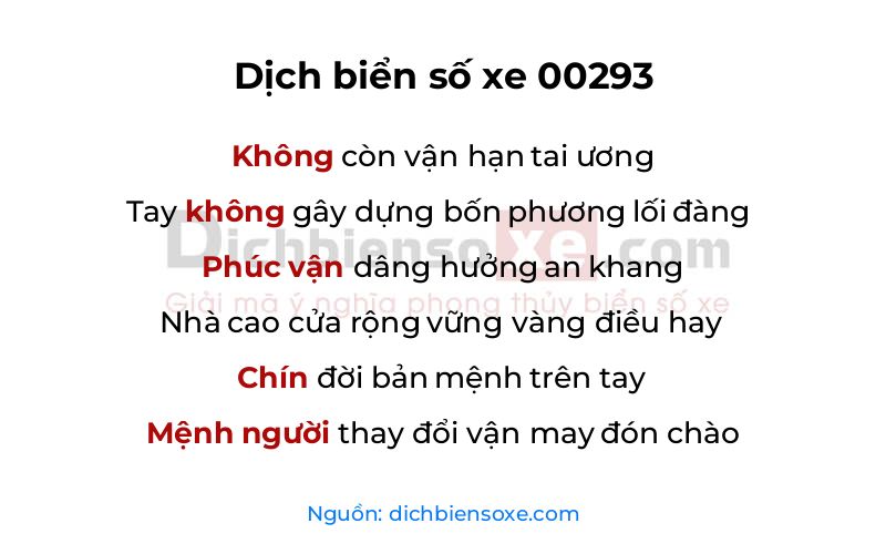 Dịch thơ biển số 00293