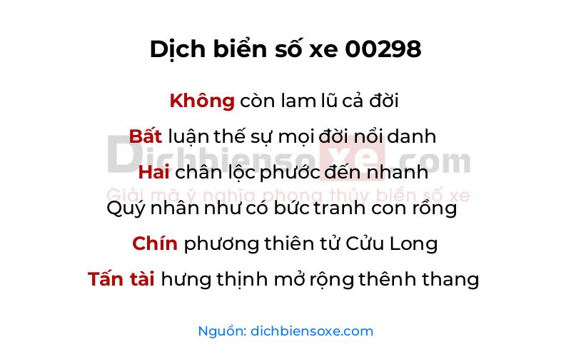 Dịch thơ biển số 00298