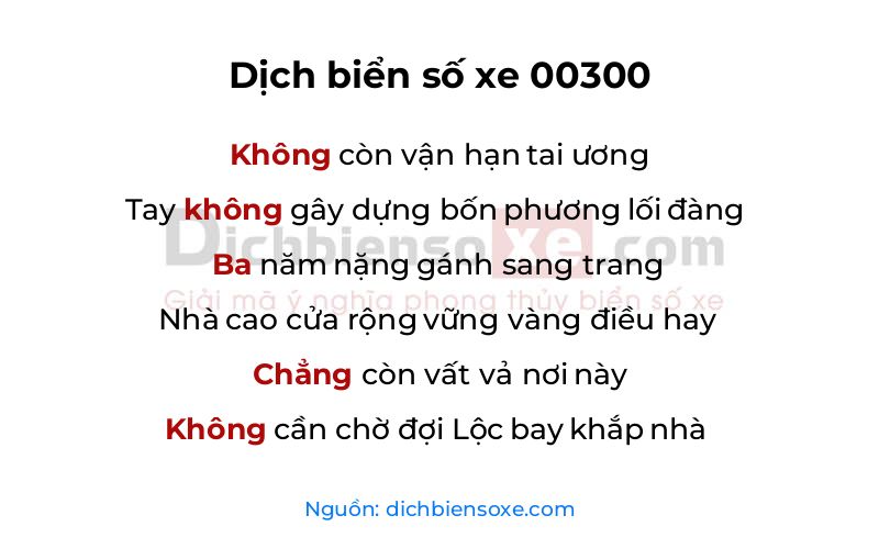 Dịch thơ biển số 00300