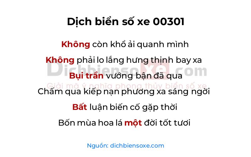 Dịch thơ biển số 00301