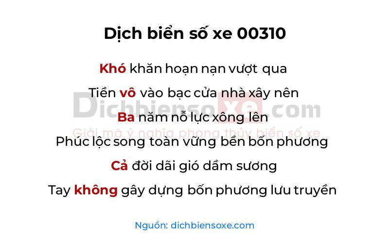 Dịch thơ biển số 00310