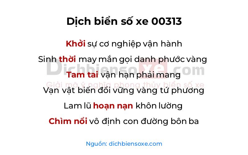 Dịch thơ biển số 00313