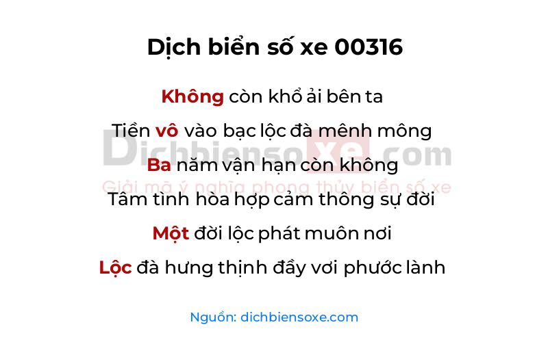 Dịch thơ biển số 00316