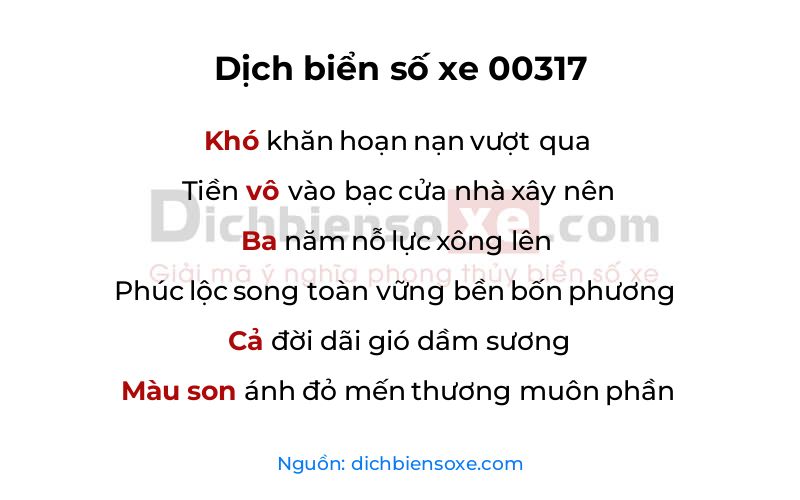 Dịch thơ biển số 00317
