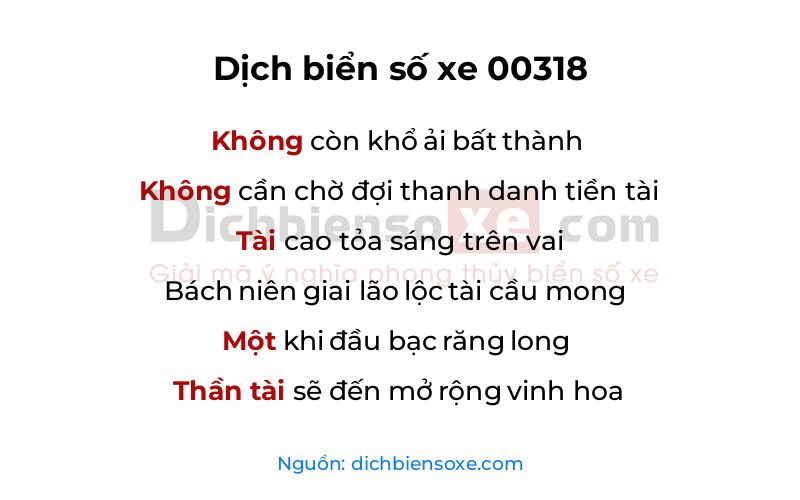 Dịch thơ biển số 00318