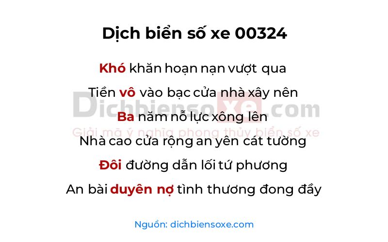 Dịch thơ biển số 00324