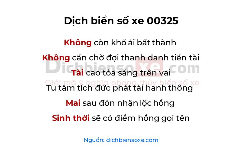 Dịch thơ biển số 00325