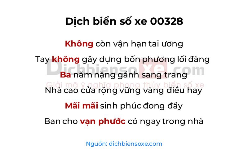 Dịch thơ biển số 00328