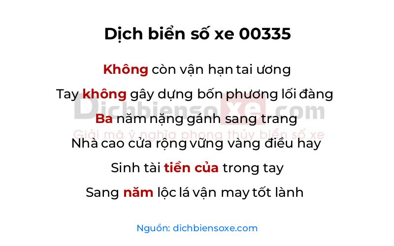 Dịch thơ biển số 00335