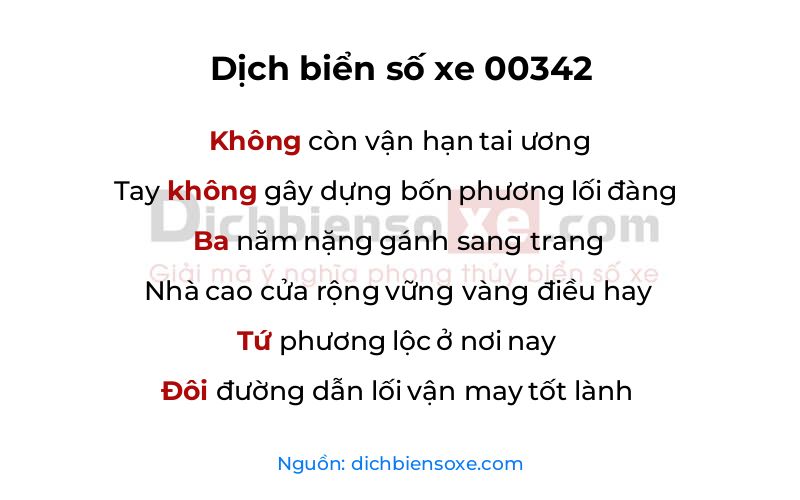 Dịch thơ biển số 00342