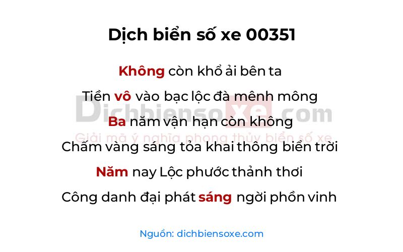 Dịch thơ biển số 00351