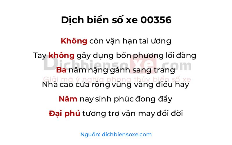 Dịch thơ biển số 00356