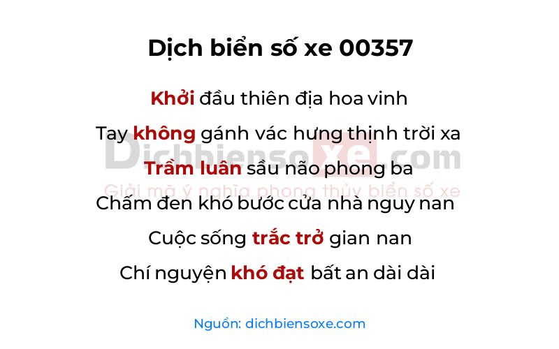 Dịch thơ biển số 00357