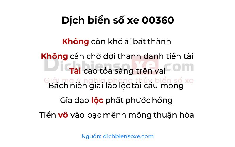 Dịch thơ biển số 00360