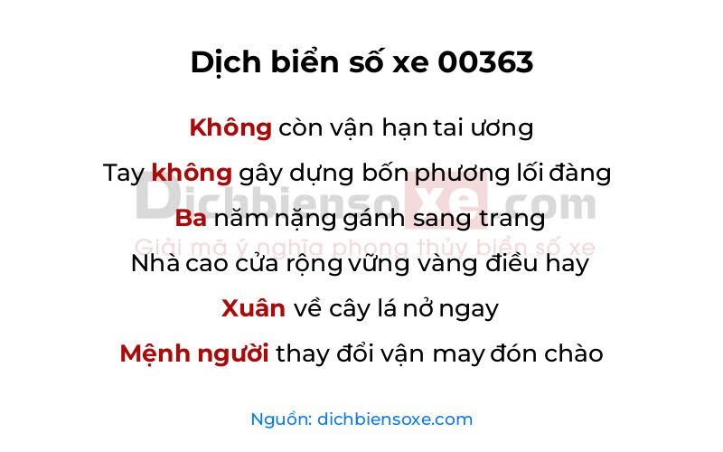 Dịch thơ biển số 00363