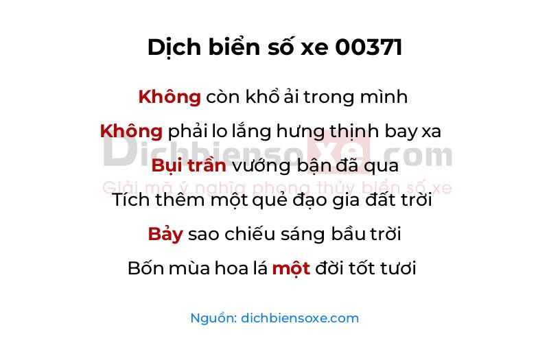 Dịch thơ biển số 00371